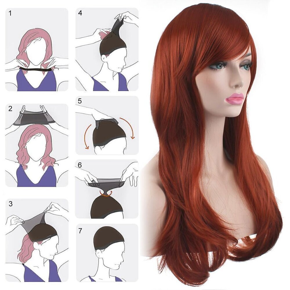 💫 Akstore Long Curly Hair Women Brown Heat Resistant 28-Inch 70cm Wig Cap - Picture 4 of 5